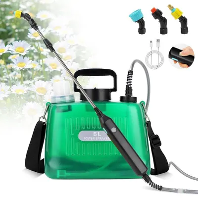 Obrázek produktu pro Elektrický 5litrový batohový postřikovač - akumulátorová zahradní rozprašovačka - vysokotlaký - 3 mlhovací trysky - přenosný - plast ABS - pro zavlažování zahrady