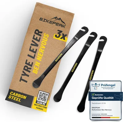 Produktbild von Reifenheber 3 Stück, Kohlenstoffstahl, 12,5 x 1,2 cm, für Mountainbike