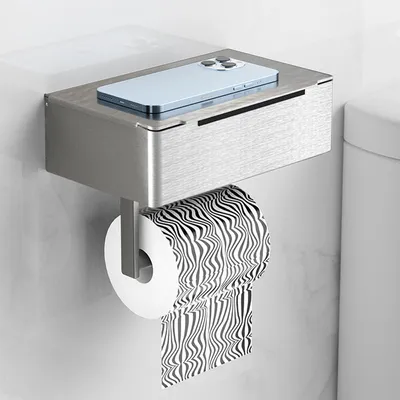 Produktbild von Toilettenpapierhalter, Edelstahl, selbstklebend oder mit Schrauben