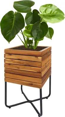Obrázek produktu pro Květináč HWC-L25, 60x33x33cm, akáciové dřevo - hnědá