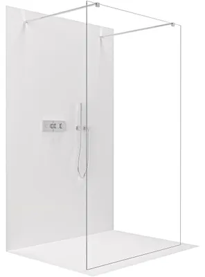 Productafbeelding van CERANO - Douchewand Walk-in Onyx Duo L/P - 8 mm - rechthoekige steun - chroom, transparant glas - 110x200 cm