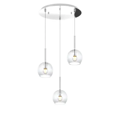 Obrázek produktu pro Suspension Contemp. Kulatá rozeta Future Met. Chrome Transparent Glass 3 Lights E27 42Cm