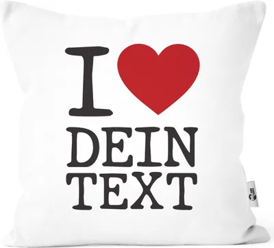 Produktbild von Kissen-Bezug I love you personalisierbar anpassbar mit Wunsch-Namen Liebe Geschenk Moonworks® weiß unisize