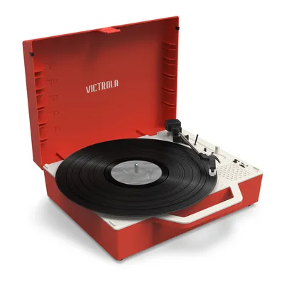 Produktbild von Victrola Re-Spin, Audio-Plattenspieler mit Riemenantrieb, Rot, 45 RPM, Drehregler, 50 dB, Gerader Tonarm