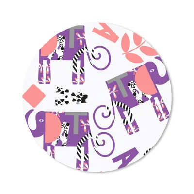 Produktbild von MuchoWow® Mauspad Mousepad Elefanten - Blätter - Lila - Muster 20x20 cm - Mousepads - Maus Mat - Pad - Mausunterlage - Schreibtischmatte