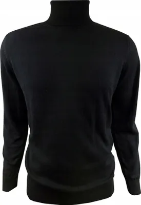Produktbild von Herren Strickpullover Warmer Pullover mit Rollkragen Rollkragenpullover für Männer Pulli Rolli normal geschnitten 100 % Baumwolle Größe 3XL Schwarz
