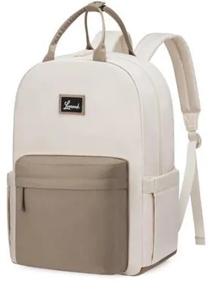 Obrázek produktu pro Batoh pro ženy, školní batoh na notebook, vhodný pro teenagery, 15,6 palců, béžová/khaki barva, voděodolný