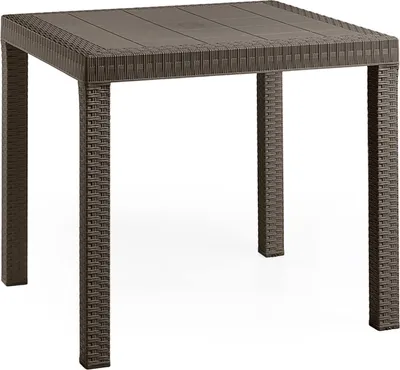 Immagine prodotto di Tavolo quadrato 80x80 cm da esterno giardino in wicker stampato con gambe regolabili e foro centrale per ombrellone Nasa - Maroon