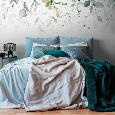 Obrázek produktu pro Profhome 399001-GU Vliesová tapeta Floral matná zelená modrá bílá 3,71 m x 2,8 m