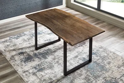 Produktbild von Refurbished Möbelretoure Esstisch Baumkante massiv Akazie Nussbaum 130 x 75 schwarz BILLY