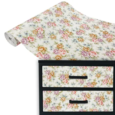 Produktbild von Klebefolie Möbel 45x100 cm - Romantic Mehrfarbig - Möbelfolie selbstklebend im Deko-Stil - Folie für Möbel zur einfachen Renovierung von Türen, Tischen und Regalen - Klebefolie dekorativ und abwaschbar