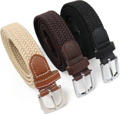 Produktbild von Elastischer Gürtel – Gürtel Damen – elastischer Gürtel – Stretchgürtel – 3er-Pack – Schwarz, Braun und Beige