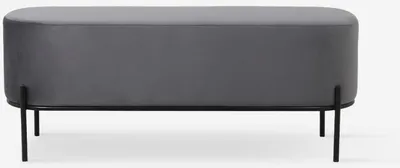 Produktbild von Pouf Fussbank Sitzbank Eingangsbereich Design aus grauem Samtstoff Monet - Dunkel Grau