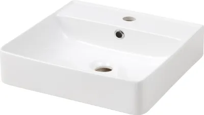 Produktbild von FACKELMANN Waschbecken Vaida / Waschtisch aus Keramik / Maße: ca. 40,5 x 10 x 40,5 cm / eckiges Aufsatzwaschbecken / hochwertiges Becken fürs Bad und WC / Farbe: Weiß / Breite 40 cm