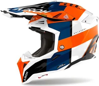 Produktbild von Airoh Aviator 3 Monarch Motocross Helm, weiß/blau/orange, S (55/56)