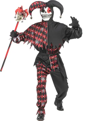 A person wearing a killer clown costume.