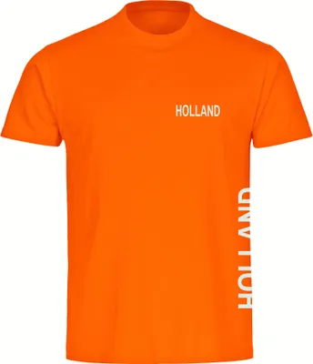 Produktbild von multifanshop Herren T-Shirt - Holland - Brust & Seite, orange-2, Größe M