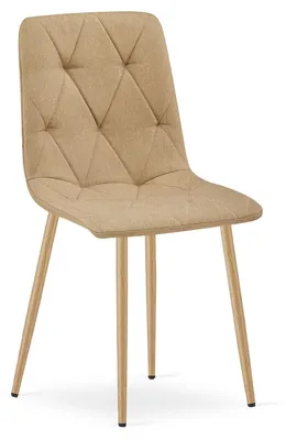 Image de Chaise Libra en tissu marron et pieds effet bois
