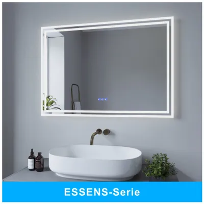 Produktbild von AQUABATOS® ESSENS-Serie 100x70 cm LED Badezimmerspiegel mit Beleuchtung Kaltweiß und Warmweiß Licht Dimmbar Beschlagfrei Badspiegel Beleuchtet Antibeschlag Wandspiegel lichtspiegel