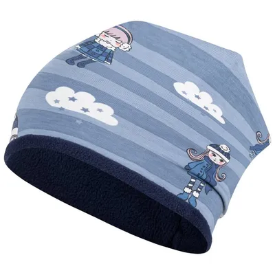Produktbild von Mädchen Wintermütze gefüttert Beanie Kindermütze, Gr. 54/56, Blau-Dunkelblau