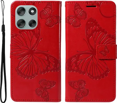 Produktbild von Motorola Moto G56 Hülle - Coverup Schmetterlinge Klapphülle - Rot