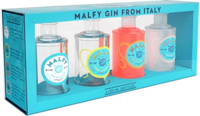 Produktbild von Malfy Gin Miniatur Geschenkset, italienischer Gin, Alkohol, Probierset, 41%, 4 x 50 ml, 70850600