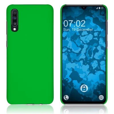 Produktbild von PhoneNatic Case kompatibel mit Samsung Galaxy A70 - Hülle grün gummiert Hard-case + 2 Schutzfolien