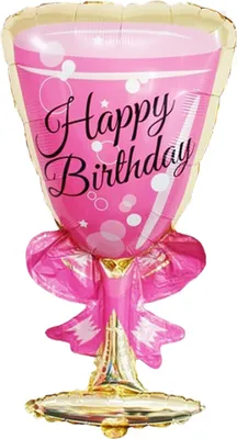 Produktbild von Folienballon Happy Birthday Sektglas, pink, ca. 90 cm
