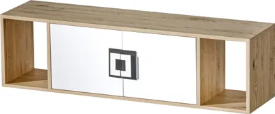 Produktbild von Furniture24 Hängeschrank, Hängeregal, Wandregal, Wandschrank, Wandboard NICO12 mit 2 Türen Hell Eiche/Weiß/Grau