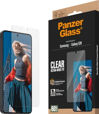 Produktbild von PanzerGlass - Bildschirmschutz für Handy - ultrabreite Passform mit EasyAligner - Glas - klar - für Samsung Galaxy S26