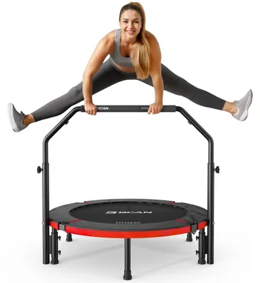 Produktbild von Trampolin Indoor 102 cm faltbar mit Haltegriff 150 kg Tragfähigkeit Rot