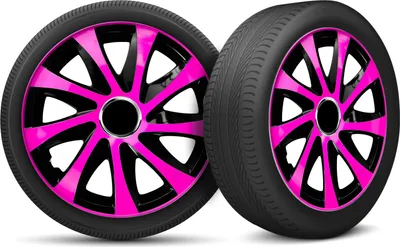 Produktbild von Auto Radkappen Radzierblenden 4er Set passend für alle Stahlfelgen - einstellbarer Sicherungsring - 15 Zoll - Rosa Schwarz