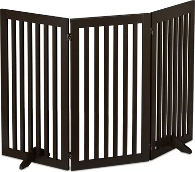 Produktbild von Relaxdays Absperrgitter, freistehendes Schutzgitter, HxB: 92 x 154 cm, mit Füßen, Hunde, Katzengitter klappbar, braun