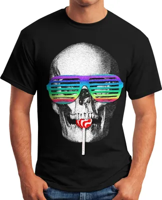 Produktbild von Herren T-Shirt Totenkopf Skull Lolly Hippie Retro 70er Fun-Shirt Moonworks®  XXL