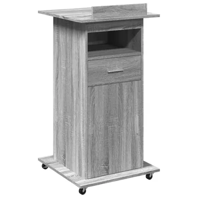 Produktbild von Rednerpult mit Rollen & Schublade Grau Sonoma 55x55x107 cm