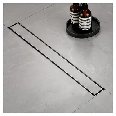 Produktbild von Duschrinne, Befliesbar Duschrinne extra flach 100 cm, Edelstahl Bodenablauf Komplettset mit Siphon Haarsieb