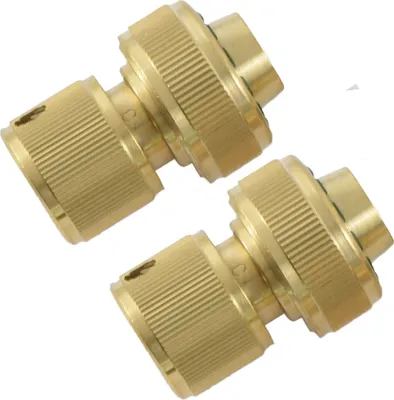 Produktbild von Agora-Tec® Messing Stecksystem Set 3/4 Zoll Schnellkupplungen mit und ohne Wasserstop für 3/4 Zoll Gartenschlauch