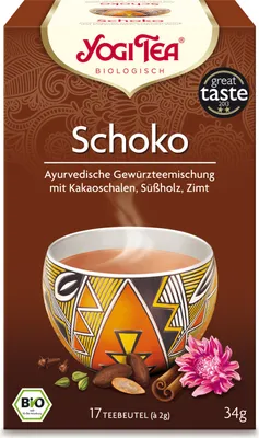Obrázok produktu pre Yogi Tea Chocolate | 17 čajových vrecúšok | s kakaovými škrupinami, sladkým drievkom, škoricou a chai korením || vegan