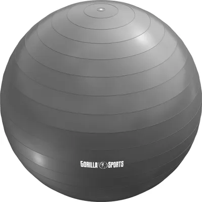 Produktbild von GORILLA SPORTS® Gymnastikball - inkl. Luftpumpe, 65 cm, bis 500kg Belastbar, Anti-Burst, Rutschfest, Grau - Sitzball Büro, Yoga Ball, Balance Ball, Fitnessball, Trainingsball