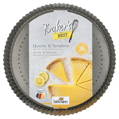 Produktbild von BIRKMANN Quiche- und Tarteform, Ø 24 x H 3 cm, mit Hebeboden, perforierter Kohlenstoffstahl, mit Antihaftbeschichtung