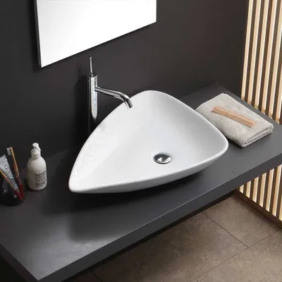 Immagine prodotto di Lavabo da appoggio forma a goccia in Vetroceramica design moderno