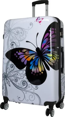Produktbild von Hartschalen Reise Koffer Trolley mit Dehnfalte Motiv Butterfly - Gr. XL