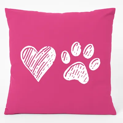 Produktbild von Huuraa Kissen Herz Tapse 40x40cm mit Füllung Fuchsia Baumwolle Dekokissen Geschenkidee