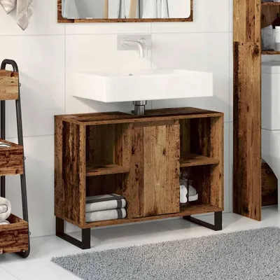 Immagine prodotto di Maison Exclusive - Mobiletto da bagno in legno massello, 80 x 33 x 60 cm, realizzato in legno composito