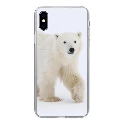 Produktbild von MuchoWow® Handyhülle Schutzhülle Hülle für iPhone Xs Eisbär - Schnee - Weiß Silikon Softcase Handy Hülle - Handytasche