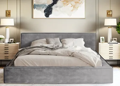 Produktbild von QUARTO Das Doppelbett ALMA 180/200 Macau/Ash Designerbett mit Bettkasten & Lattenrost (hell grau)