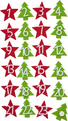 Produktbild von VBS Filz-Adventszahlen mit Klebepunkten, 24 Stück, 4 cm