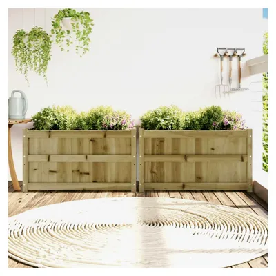 Produktbild von Pflanzkübel 2 Stück Kiefernholz imprägniert, Blumentopf großes Pflanzbeet für Garten, Balkon, Terrasse, Innen- und Außenbereich