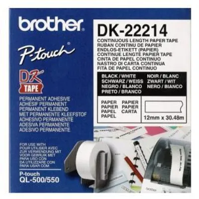Produktbild von Brother Endlosetiketten Papier weiß, 30,48 m x 12 mm   DK-22214