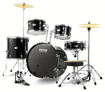 Image de Batterie - Ensemble de percussions - Percussions - Set de percussions - Instruments de percussion - 5 pièces, ensemble complet - Caisse claire de 55,88 cm
